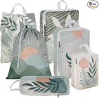 6 Pcs Compression Packing Cubes Waterproof Suitcase Travel Bag Luggage Backpack Organizer Travel Cubes for Packing-Bohemian