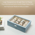 Bracelets Organizer Rods Bangles Display Holder, Clear See through Lid Leather Velvet Jewelry Storage Box Case for Women, 4 R