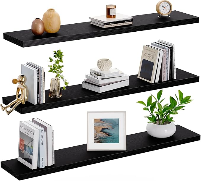 AMADA HOMEFURNISHING Floating Shelves, Wall Shelves for Living Room, Bedroom, Bathroom, Kitchen & Home Office Organization, B
