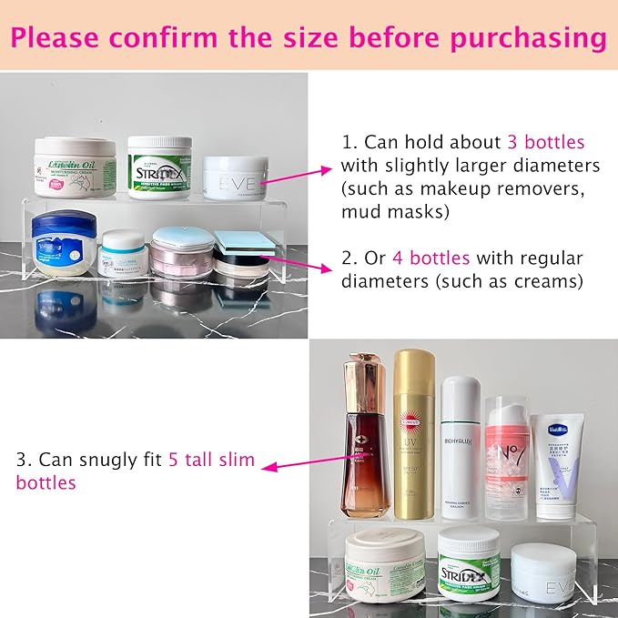 4 Pack Acrylic Medicine Cabinet Organizer, Narrow Bathroom Mirrior Cabinet Storage Shleves, Clear Acrylic Storage Racks for V