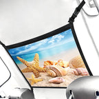 Starfish Car Storage Mesh Organizer Ceiling Cargo Net Double-Layer Adjustable Zipper Truck SUVs Travel Road Trip Essentials etc. Interior Organizer