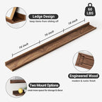 Axeman Picture Ledge Shelf | 55 Inch Walnut Floating Shelves Set of 3 | Rustic Wood Wall Shelves with Lip | 55" Walnut Pictur
