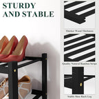 Smiry Bamboo Shoe Rack for Closet, 2 Tier Small Wooden Stackable Shoe Organizer, Free Standing Shoes Storage Shelf for Entryw