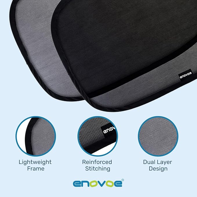 Enovoe Car Window Shade for Baby - (4 Pack) - XL - 25" x 16" - Cling Car Sun Shade for Windows - Sun, Glare and UV Rays Protection for Your Child