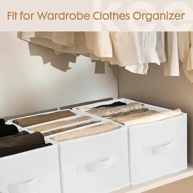 Criusia 6 Pack Large Clothes Organizer, Wardrobe Closet Organizer and Storage with Handles, Foldable Fabric Closet Organizers
