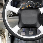 MEWANT Hand Stitch Black White Faux Leather Steering Wheel Cover for Chevy Silverado 1500 Astro Blazer C/K Kodiak S10