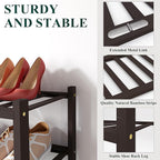 Smiry Bamboo Shoe Rack for Closet, 4 Tier Wooden Stackable Shoe Organizer, Free Standing Shoes Storage Shelf for Entryway, Fr