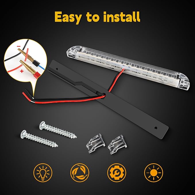 nifeida 8" Clear Lens 18LED Amber Yellow Utility Strip Light Bar Surface Mount for 12V Marine Boat RV Exterior Light Slim Line Pickup Truck Under Hood Lights Grill Marker Lights [Pack of 4]