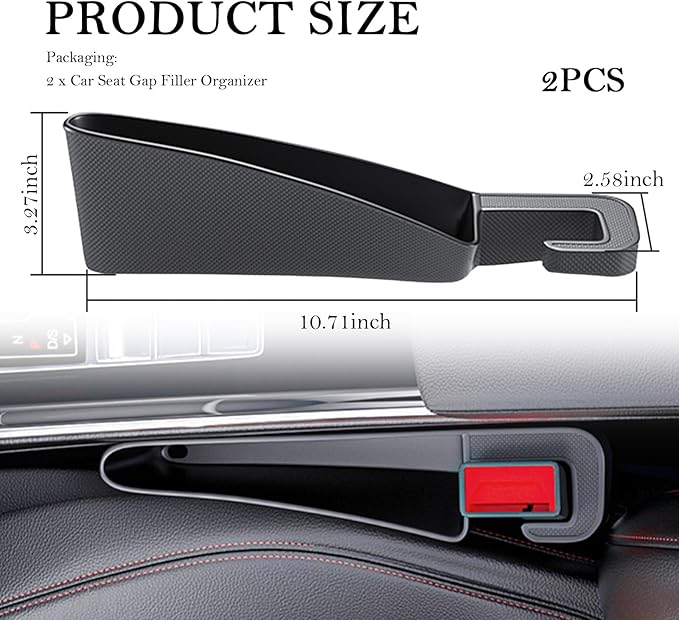 2PCS Short Car Seat Gap Filler Organizer,Mini-Size in Between Car Seat Catcher for Storing Cell Phones/Items,Versatile Cars Accessories Console Catcher Fit Small Gaps