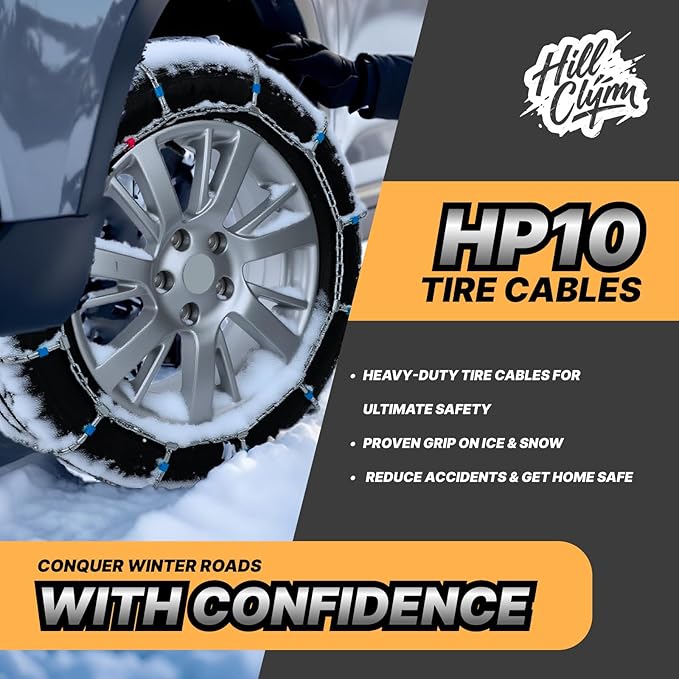 Snow Chains for Car Tires, Tire Chains for Passenger Cars, Sedan, SUVs, Quick Fit & Easy Installation, Portable Reusable Emer