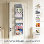 Yecaye 5-Tier Over the Door Organizer Hanging, Toy Stuffed Animal Storage, Behind the Door Storage with 5 Clear View Windows 