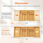 Lifewit Silverware and Cooking Utensil Drawer Organizer Set – Expandable Adjustable Bamboo Storage for Cutlery, Flatware, Spo