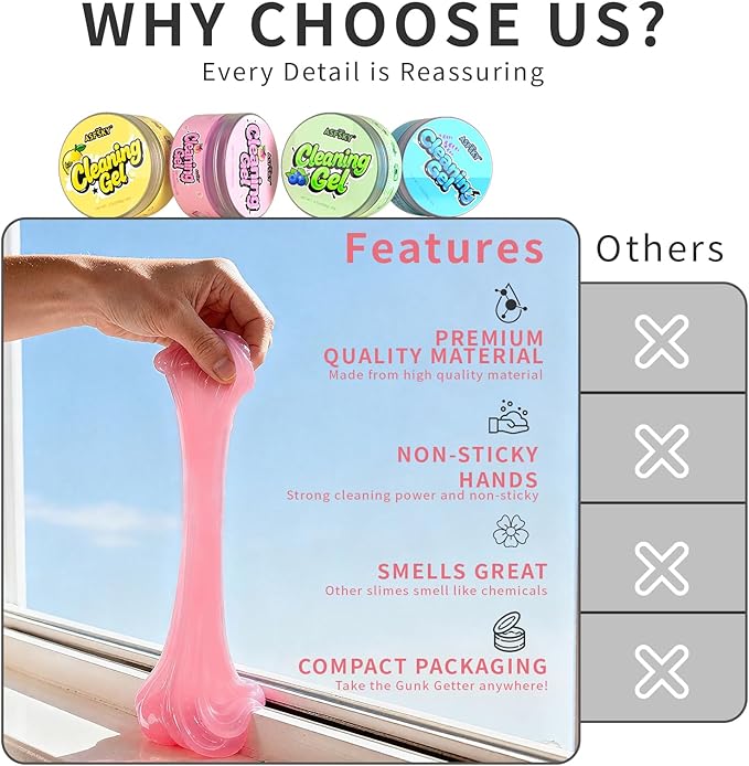 ASFSKY Car Cleaning Gel（4 Packs） Dust Cleaning Putty Universal Car Interior Cleaner Keyboard Dust Remover Car Slime Gifts for