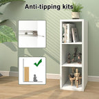 CTESNE【2026 Wooden Thick Frame 3 Cube Storage Organizer Shelf with Anti-Tipping Kits + Reversible Open Back Bookcase, Horizon
