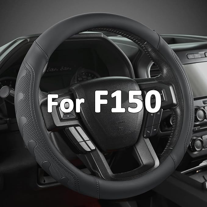 GIANT PANDA Car Steering Wheel Cover for Ford - F150 F250 F350 Expedition, (15.5-16 inches - Black)