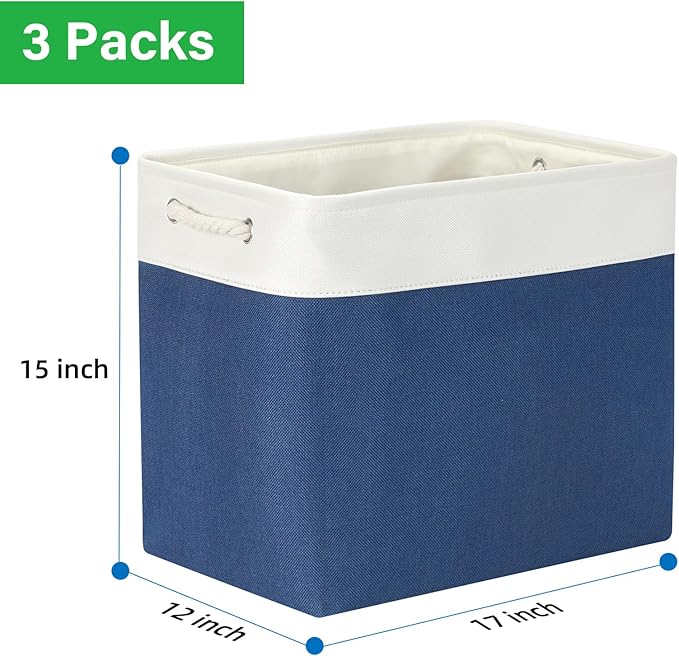 Bidtakay Extra Large Storage Baskets for Shelves 3 Pack Fabric Storage Bins for Organizing Linen Collapsible Organizer for Cl