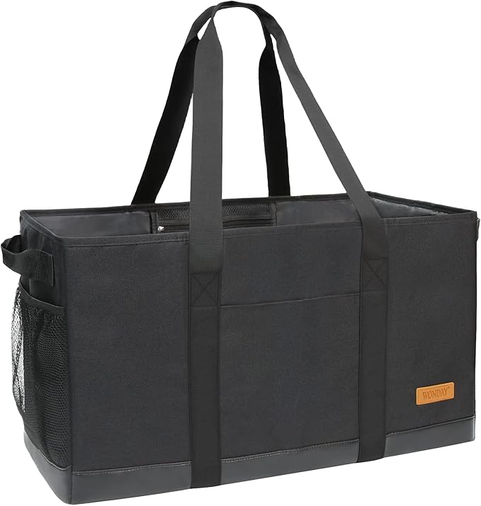 WONDAY Extra Large Utility Tote Bag - Standing Reusable Grocery Bag with Handle