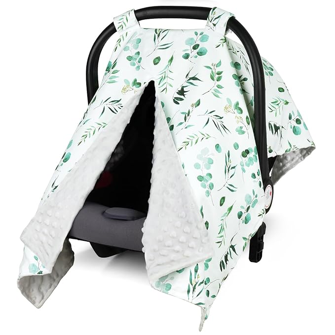 Rquite Car Seat Cover Baby, Carseat Covers Baby Girl, Winter Infant Car Seat Cover, Warm Minky Car Seat Canopy, Baby Carrier 