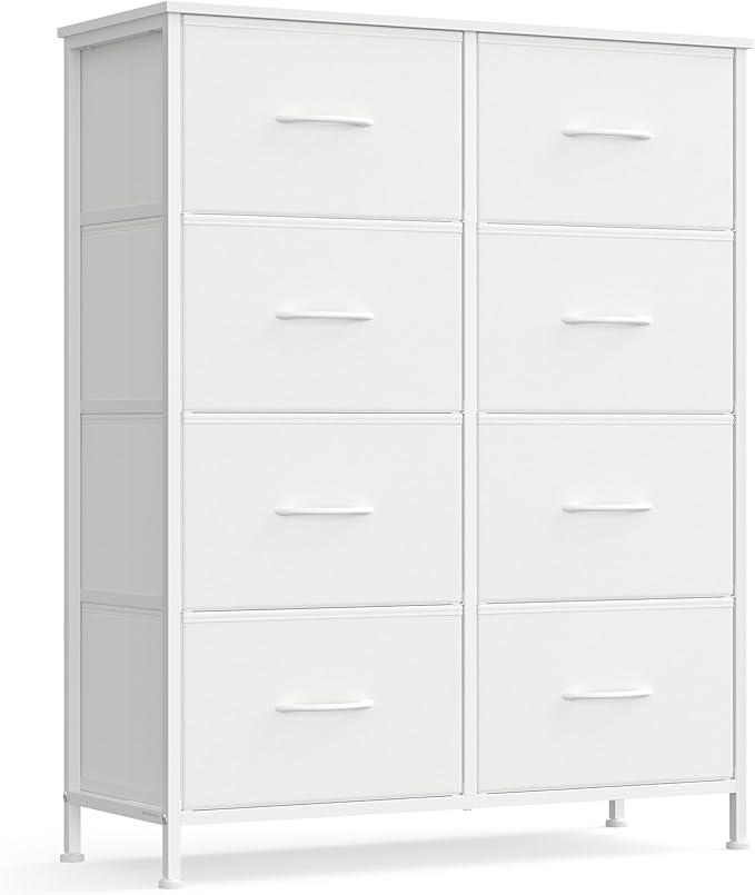 SONGMICS Dresser for Bedroom, Chest of Drawers, Steel, MDF, 8 Non-Woven Fabric Drawers, Storage Organizer Unit, Closet, Entry