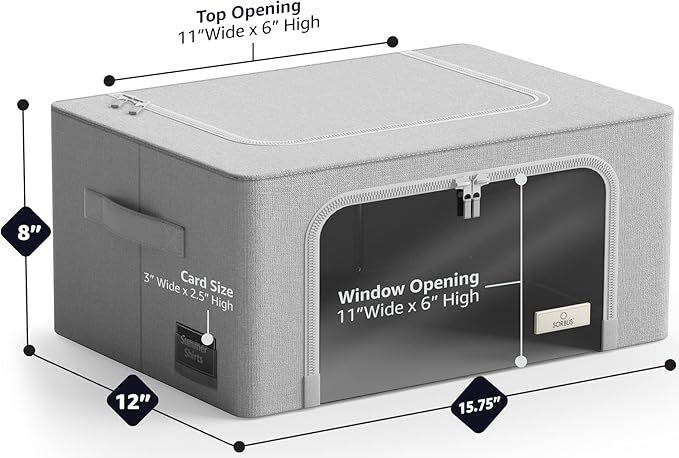 Sorbus Storage Bins with Metal Frame - Stackable & Foldable Clothes Organizer Bags - Oxford Fabric Storage Containers with La