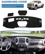 FIILINES Dash Cover for 2019-2025 Chevy Silverado 1500 2500HD 3500HD/2019-2023 GMC Sierra 1500 2500HD 3500HD(Only fit Silvera