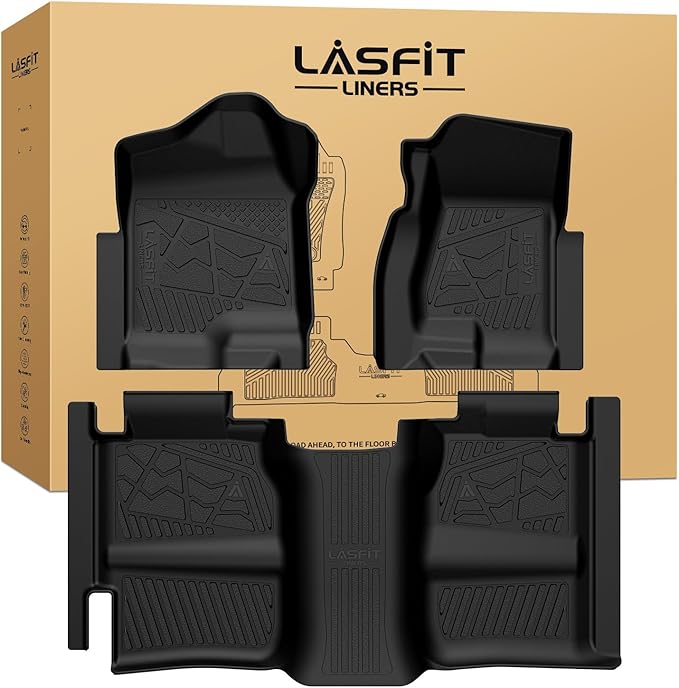 LASFIT Floor Mats for Chevy Silverado/GMC Sierra Extended Cab 1500 2500/2500HD 1999-2007, 3500HD 2001-2007(2007 Fit Classic Body Only), All Weather TPE Custom Fit Floor Mats for Cars, 1st & 2nd Row