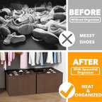 SpaceAid Shoe Organizer for Closet, 2 Pack Foldable Shoe Storage Containers Baskets Boxes Bins w/Adjustable Dividers, Fits 16