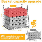 4-Pack Hanging Laundry Room Organizer：Foldable Laundry Room Organizaton Wire Basket with 360°Rotating Hooks Space Saving Over