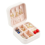 Neveika Portable Travel Mini Jewelry Box Leather Jewellery Ring Organizer Case Storage Gift Box Girls Women (2pcs White).