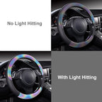 CAR-GRAND Chameleon Iridescent Reflective PU Leather Steering Wheel Cover,15Inch Universal Fit for 95% Suvs,Sedans,Vans,Truck