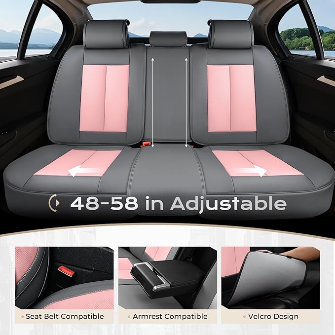 Coverado Seat Covers, Car Seat Covers Full Set, Leather Seat Covers for Cars, Car Seat Protector, Gray Car Seat Covers Front 