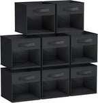DIMJ 8 Pack Foldable Storage Cubes with Window, Closet Storage Bins with Handle, 11x11 inch Storage Cubes for Clothes, Toys, 