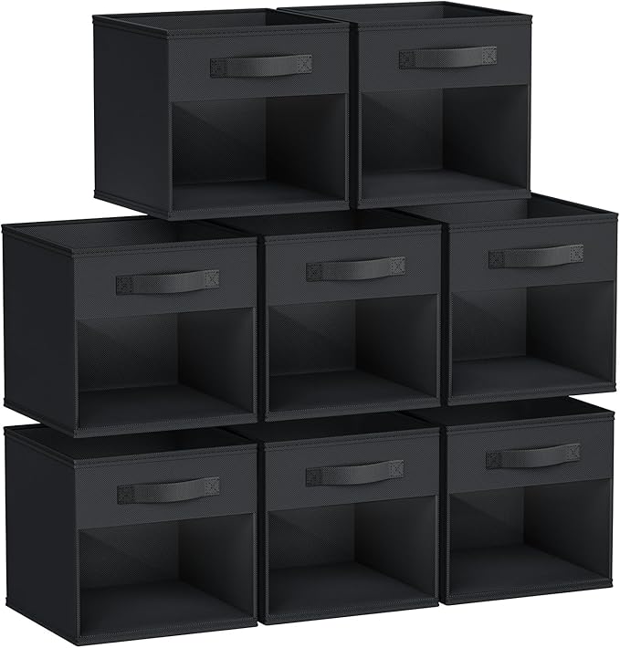 DIMJ 8 Pack Foldable Storage Cubes with Window, Closet Storage Bins with Handle, 11x11 inch Storage Cubes for Clothes, Toys, 
