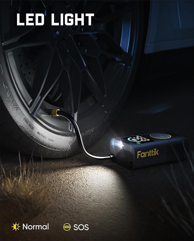 Fanttik X10 Pro Portable Tire Inflator for Compact Car, 35s Fast Inflation Air Compressor with Digital Pressure Gauge and Powerful Battery, 150PSI Cordless Air Pump for Cars, Motorcycles, Bikes, Balls