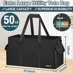 Sturdy Extra Large Utility Tote Bag with Hard Bottom & Sides, Heavy Duty Grocery Tote Bag, Thirty One Utility Tote with Handles for Shopping, Beach, Picnics, Camping, Car (22.5"x11"x12")
