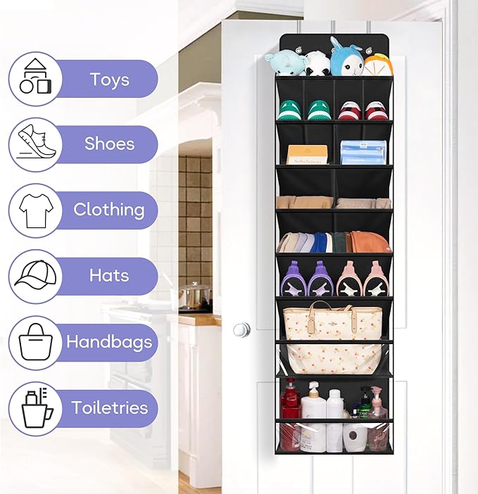 MISSLO Clear Over the Door Shoe Organizer Large Deep Pockets Hanging Shoe Rack for Closet Fit 20 Pairs Shoe Holder for Sneake