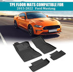 Car Floor Mats for 2015-2022 Ford Mustang, TPE Rubber All Weather Protection Mat Include 1st 2nd Row, Non-Slip Interior Accessories (2015-2022 Mustang)