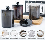 XIPENGKEJI 6 Pack Qtip Holder,Canister Apothecary Jar Set, Bathroom Jars with Lids Set for Cotton Swabs, Balls, Pads, Floss P
