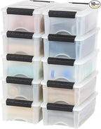 IRIS USA 6 Qt Stackable Plastic Storage Bins with Lids, 10 Pack - BPA-Free, Made in USA - Discreet Organizing Solution, Latch
