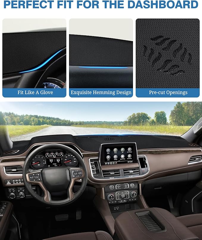 FIILINES Dash Cover for Chevrolet Suburban/Chevrolet Tahoe/GMC Yukon 2021-2024, Dashboard Mat Cover Car Accessories Sunshade