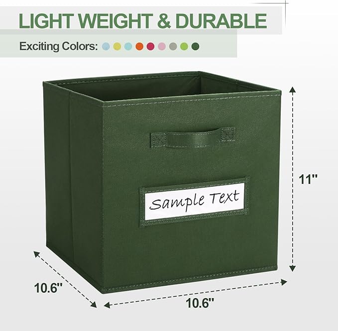 artsdi 11x11 storage cube bins (Set of 10) Foldable Fabric storage cubes with 10 Labels Window Cards & a Pen,11 inch cube sto