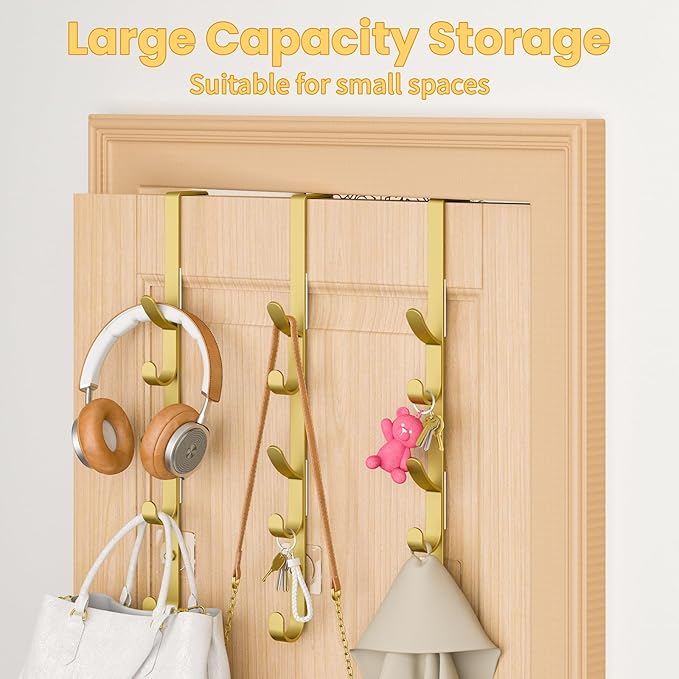 Kaiferty Over The Door Hooks, Metal Door Hooks for Hanging, Over The Door Purse Organizer for Door Coat Hanger, Back of Showe