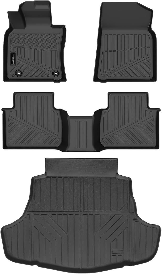 Auxko All Weather Floor Mats Cargo Mat Fit for Toyota Camry FWD 2024 2023 2022 2021 2020 2019 2018 TPE Floor Liner Trunk Mat Camry Accessories All Season Odorless Anti-Slip Black