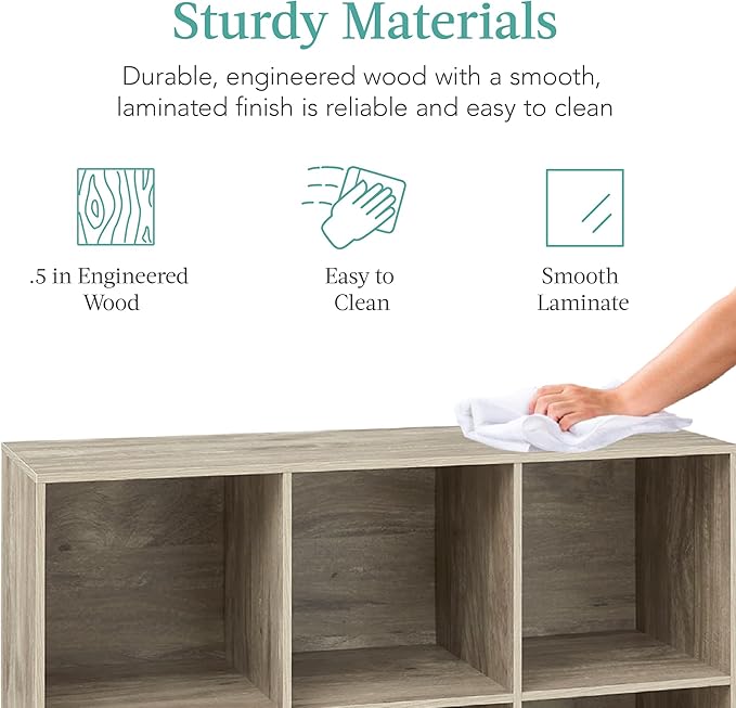 Best Choice Products 6-Cube Storage Organizer, 13.5in Shelf Opening, Bookcase, Display Shelf, Customizable w/ 3 Removable Bac