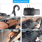 CPROSP Car Steering Wheel Seat Tray Desk Foldable Portable with Mouse Drawer for Eating Writing Working in Car, with Notebook Groove/Drink Cup Groove