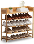 Bamboo Shoe Rack Organizer, 5 Tier Shoe Shelf Storage Organizer, for Entryway, Hallway, and Closet (Nature)