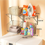 4 Pack Laundry Room Shelves Wall Mounted with Wire Baskets, Laundry Room Organizer and Storage, Over The Washer and Dryer Wir