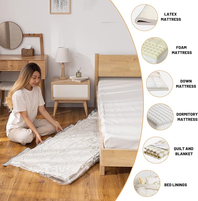 2 PCS Mattress Vacuum Bag, 86.7x39.4 inches Space Saver vacuum Storage Bags,Oversized Vacuum bags, MattressBag Vacuum Sealer 