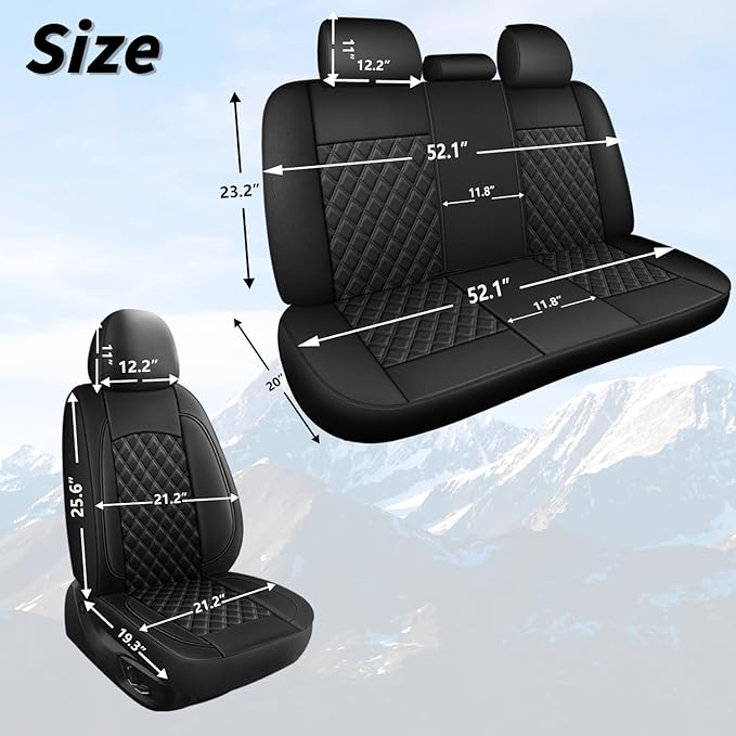 Car Seat Covers Full Set, Breathable and Waterproof Napa Leather Car Seat Cover, Interior Universal Fit for Cars, Sedans, SUV