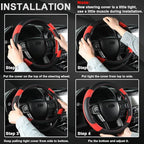 GIANT PANDA Steering Wheel Cover for Ford F150 F250 F350 Expedition - Black+Red
